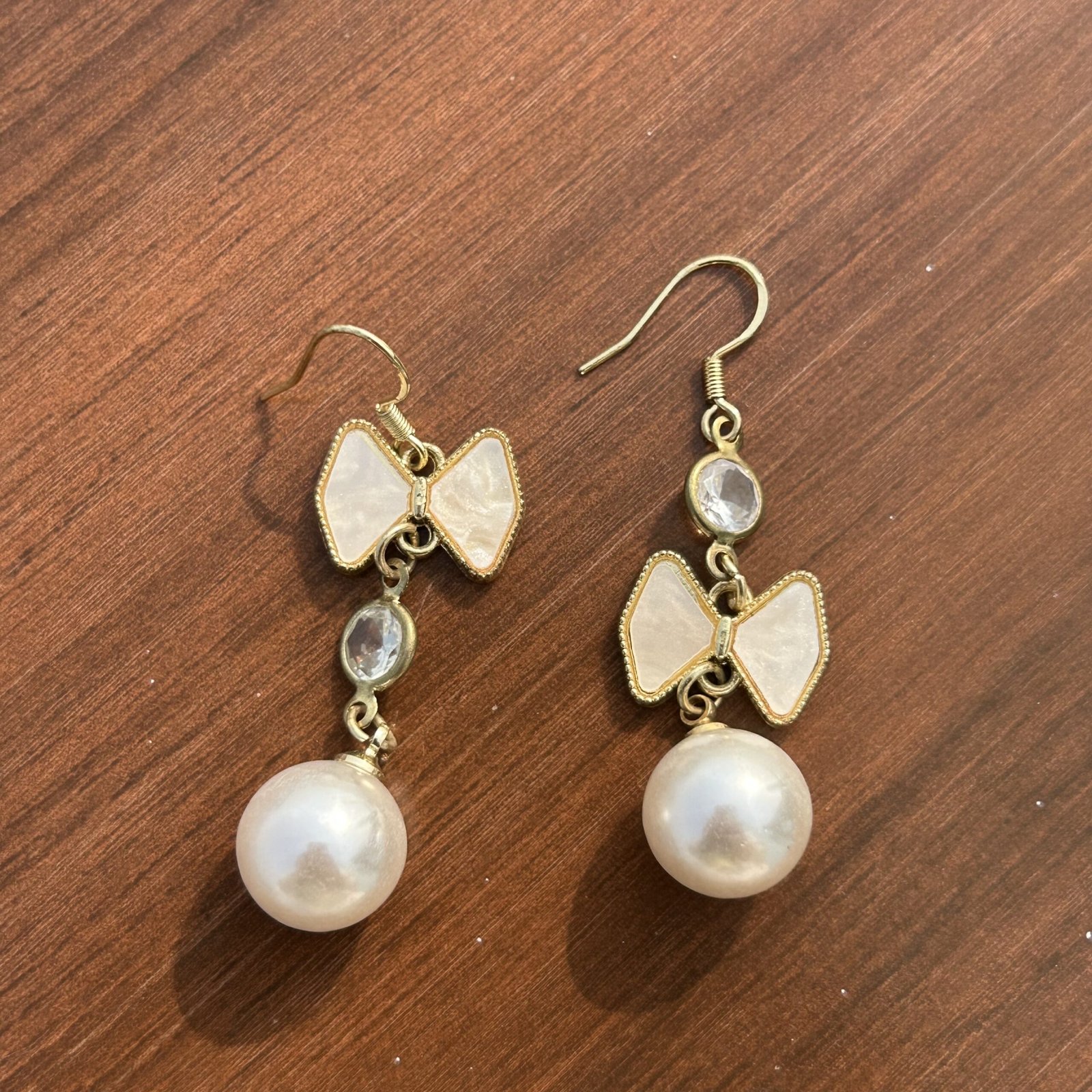 Pearl Bow Dangler Earrings