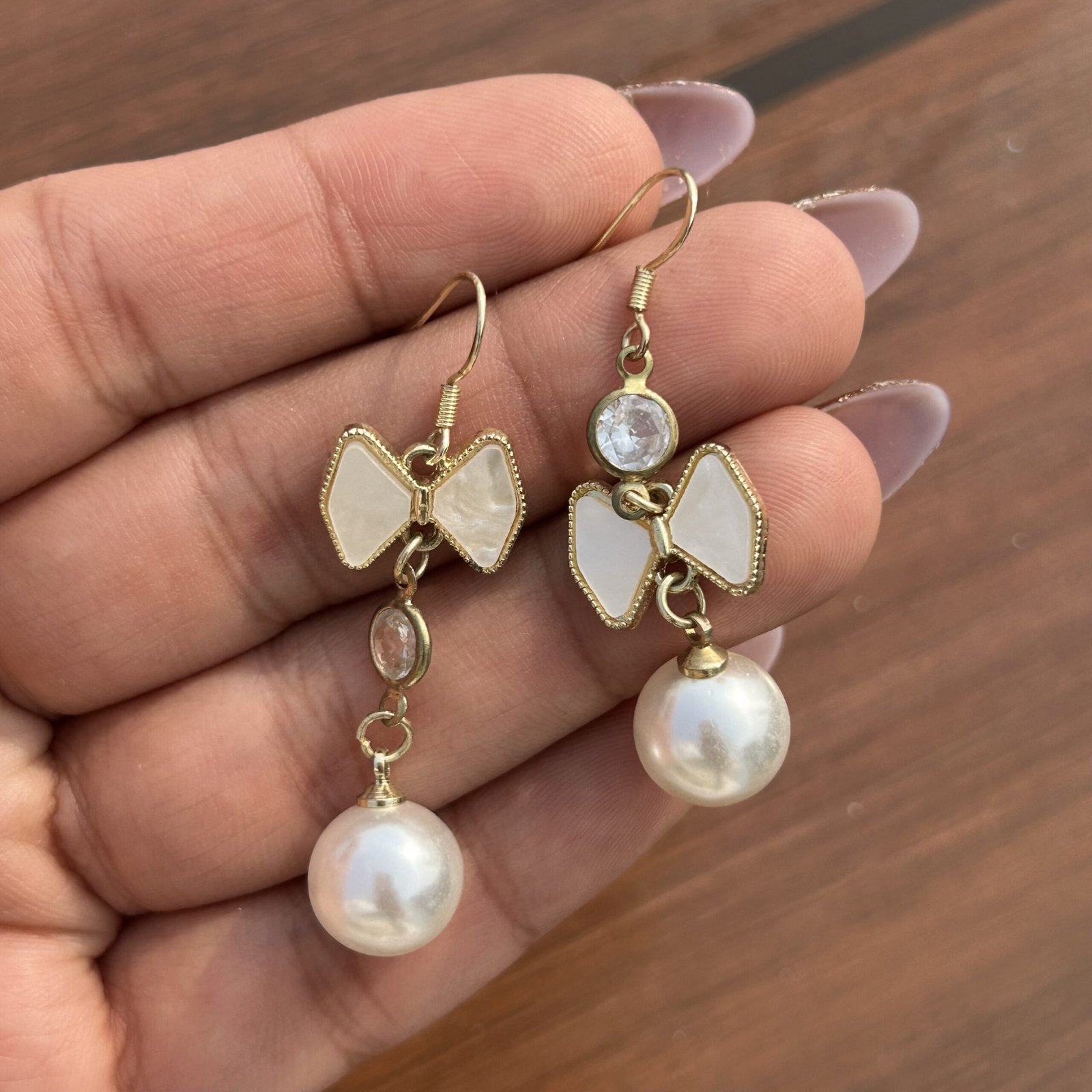 Pearl Bow Dangler Earrings
