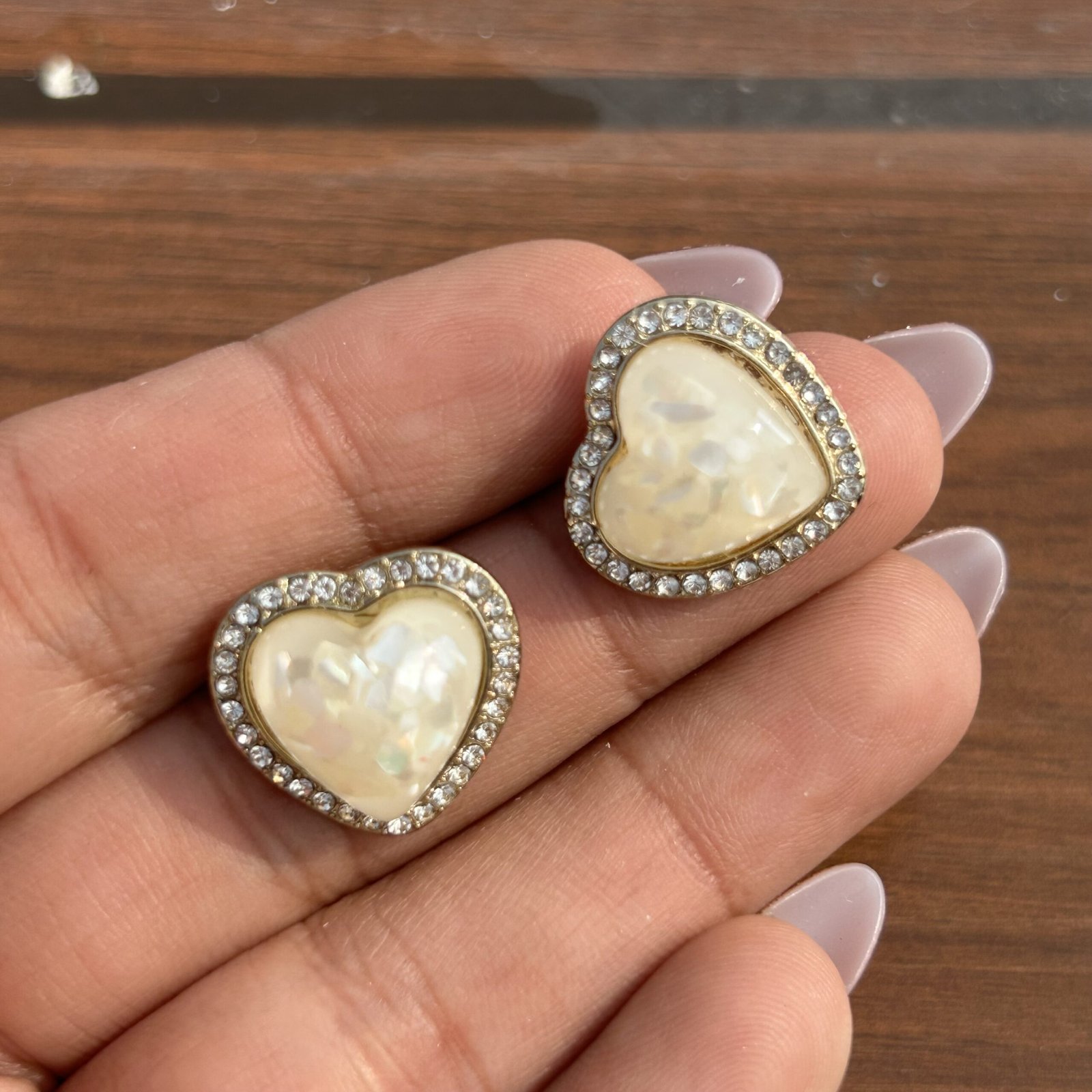 Sparkle Heart Pearl Studs