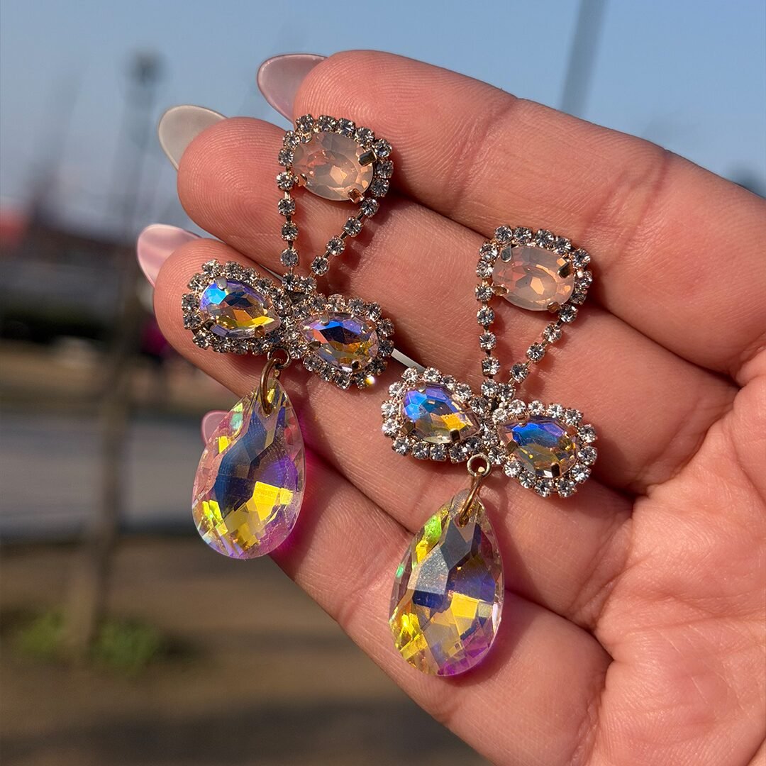 Aurora Teardrop Halo Earrings