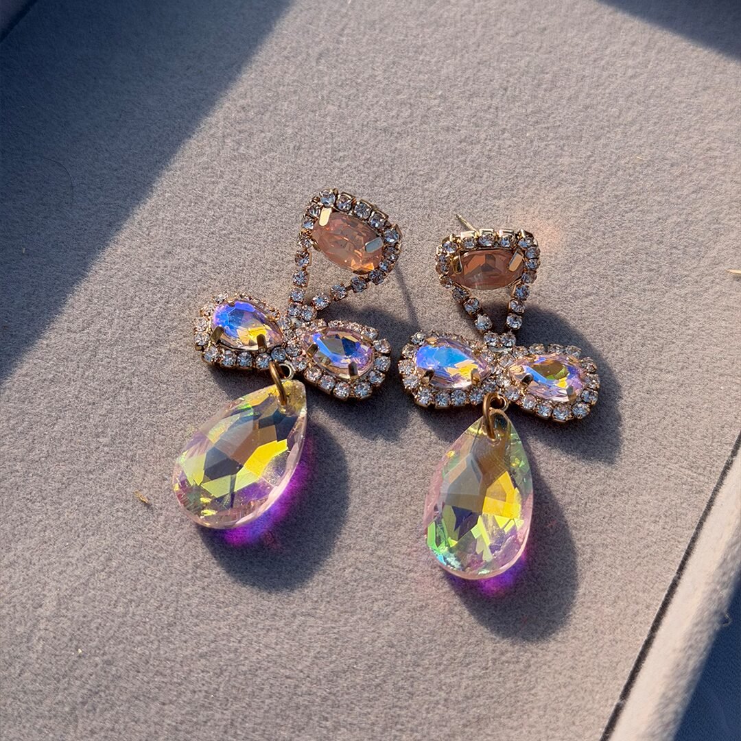 Aurora Teardrop Halo Earrings