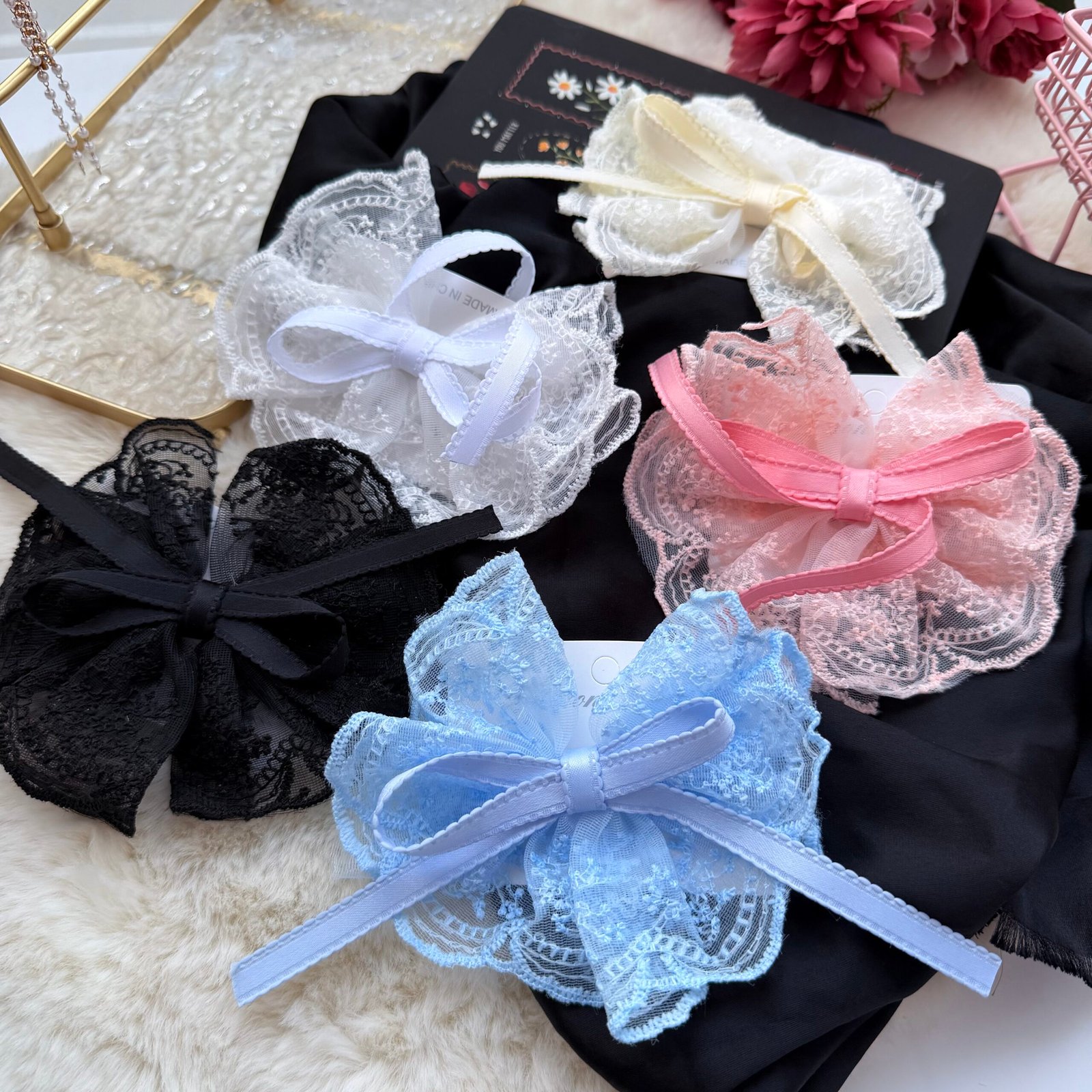Blush Lace Princess Bow Clip