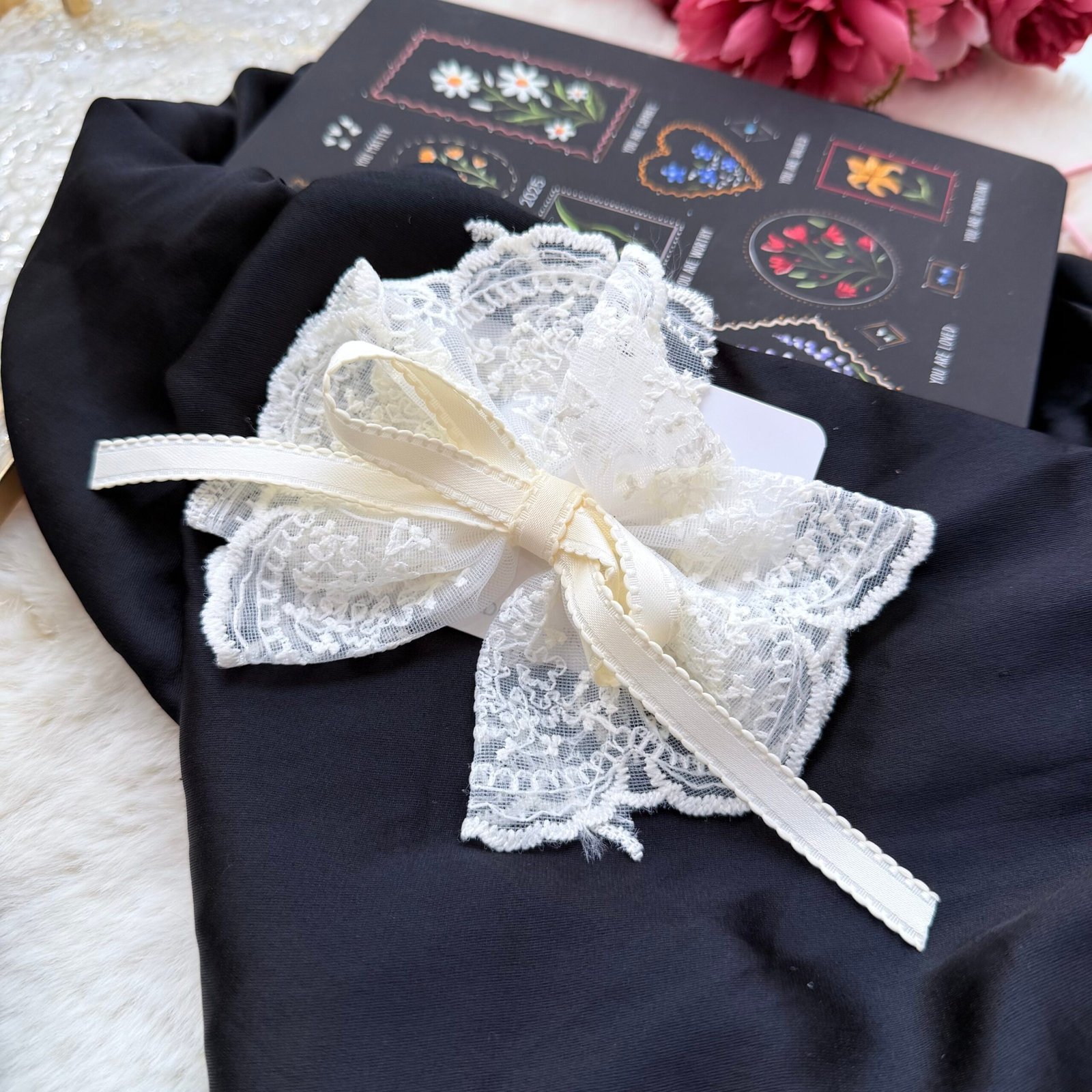 Blush Lace Princess Bow Clip Blush Lace Princess Bow Clip