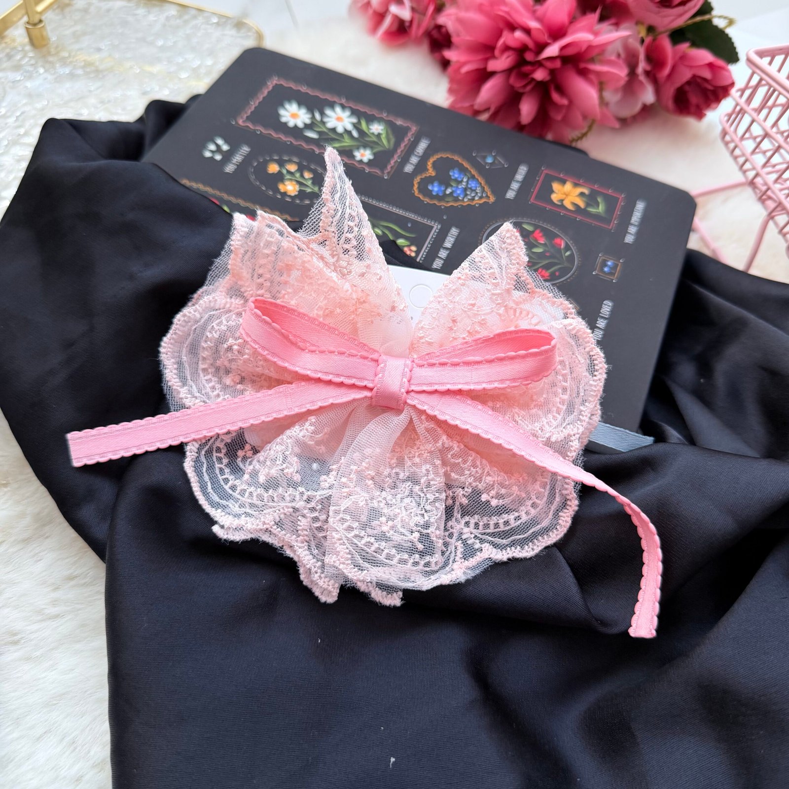 Blush Lace Princess Bow Clip2 Blush Lace Princess Bow Clip2