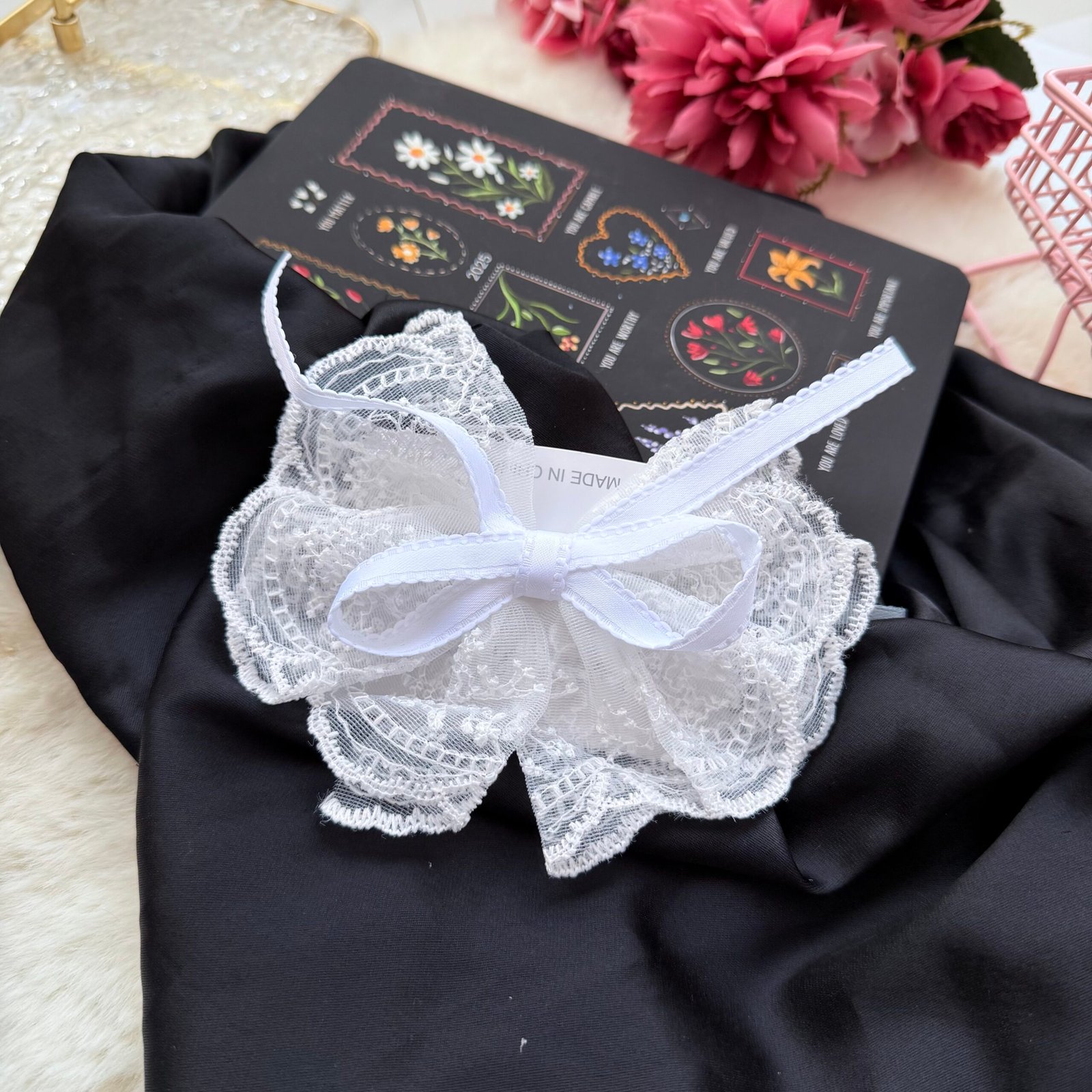 Blush Lace Princess Bow Clip3 Blush Lace Princess Bow Clip3