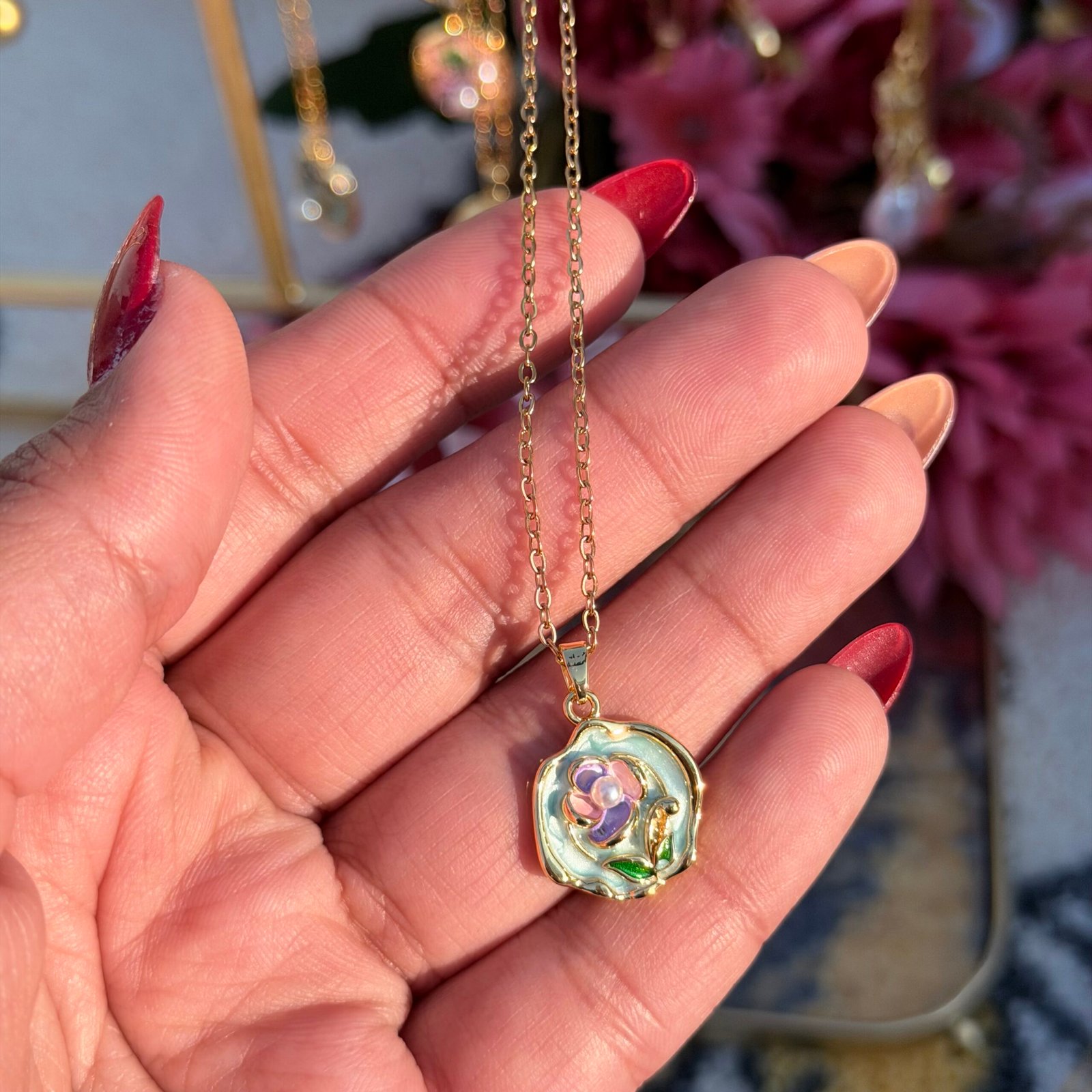 Blossom Charm Enamel Pendant